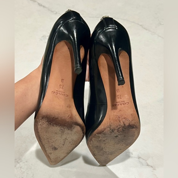 Coach Black Leather Pointed-Toe Pumps - Picture 5 of 5